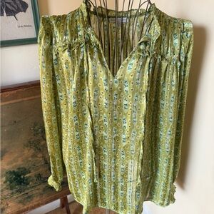 Anthropologie Maison d’ Amelie Green Floral Blouse